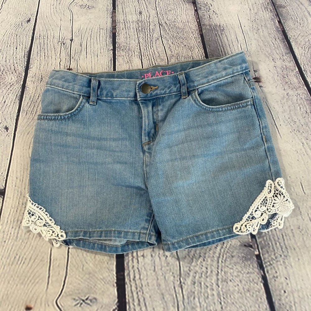 Children's Place Girls Jean Shorts w/ Lace Insert
